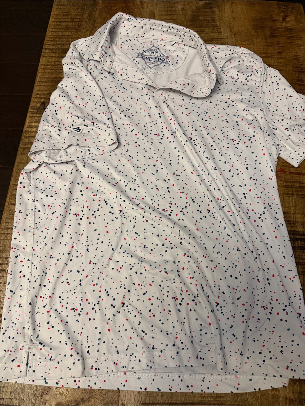BURLEBO White Polo with Navy & Red Speckle